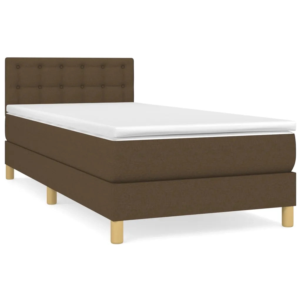 Giroletto a Molle con Materasso Marrone Scuro 90x200 cm Tessuto 3140908