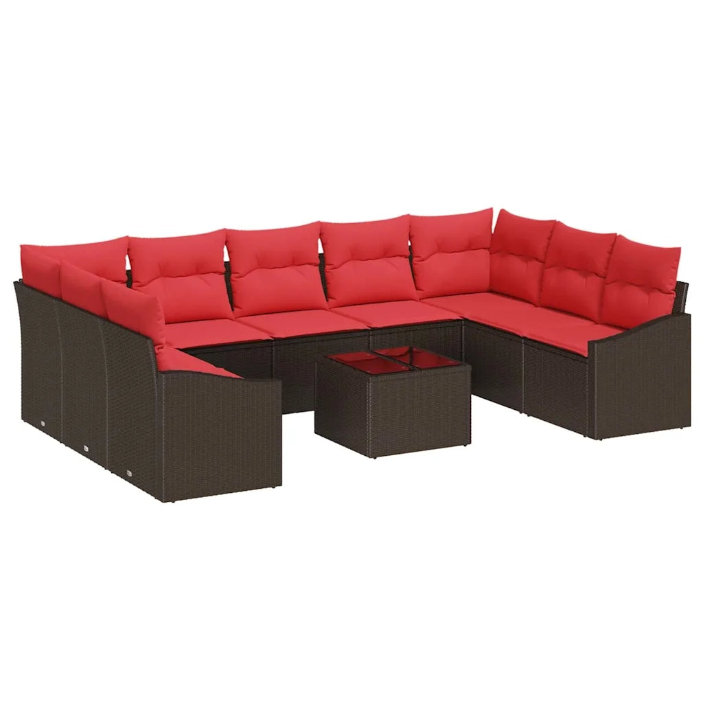 Set di divani 10 pz Marrone polyrattan 3346894