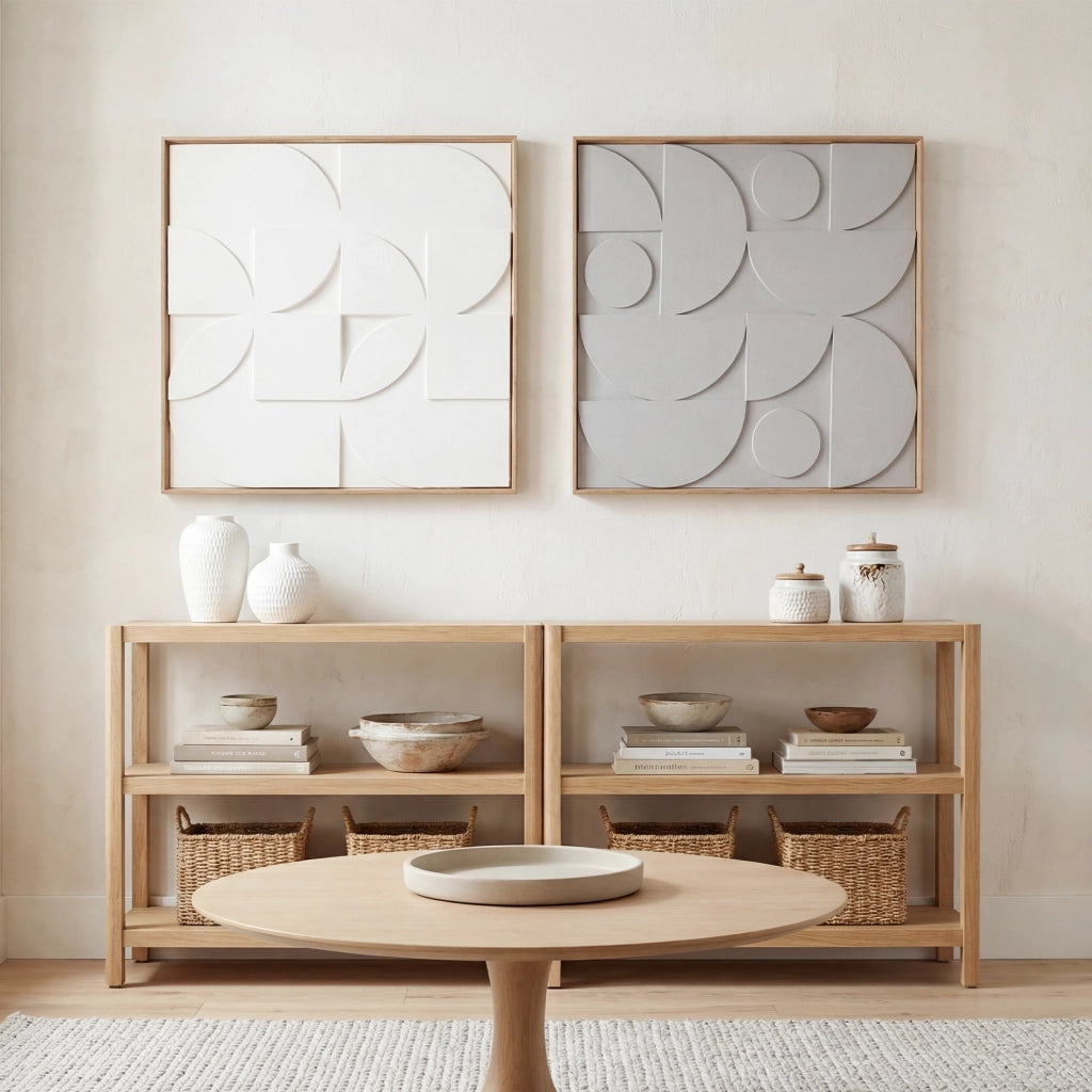 Decorazione Parete 3D Set 2 Pezzi Geometrica ¨C Xylo ¨C Bianco 80x80 cm