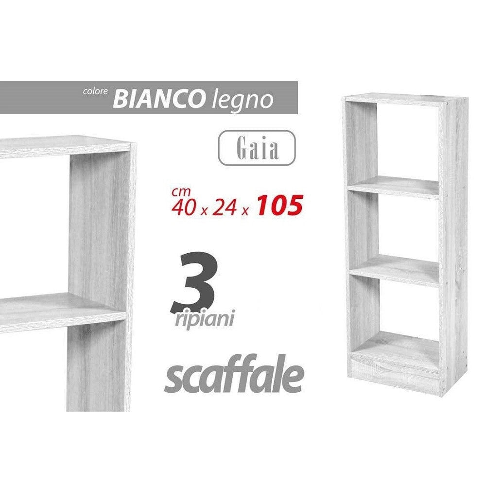Trade Shop - Libreria 3 Ripiani Scaffale 105x40x24cm Mensole In Legno Bianco Moderno 768934 -