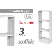 Trade Shop - Libreria 3 Ripiani Scaffale 105x40x24cm Mensole In Legno Bianco Moderno 768934 -