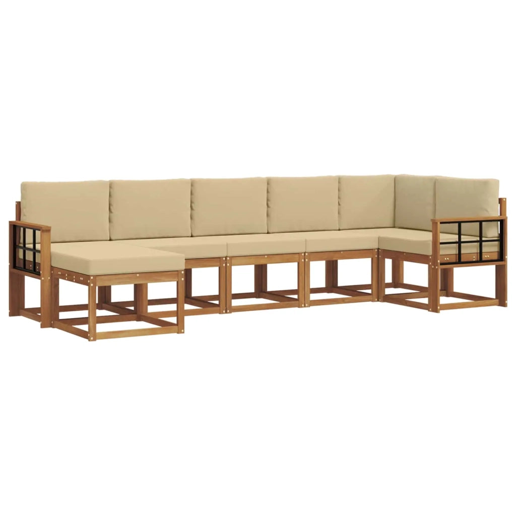 Set di divani da esterno con cuscino 7 pcs Naturale e Beige 3366721