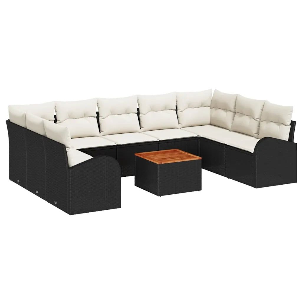 Set Divano da Giardino con cuscino 10 pcs Nero polyrattan 3347621