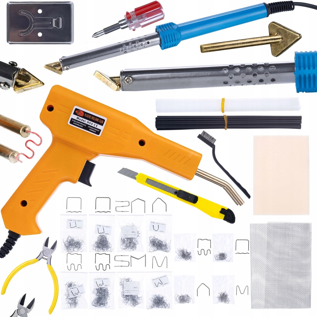 Saldatore a Ferro Blue Lark 80W BL80W con Set Accessori + Graffatrice per Plastica con 200 Graffette + 800 Graffette 8