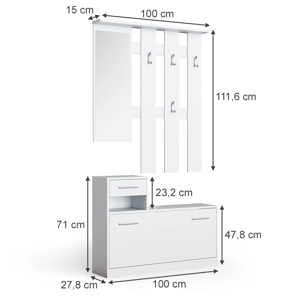 Vicco Appendiabiti Bianco 100 x 111.6 cm