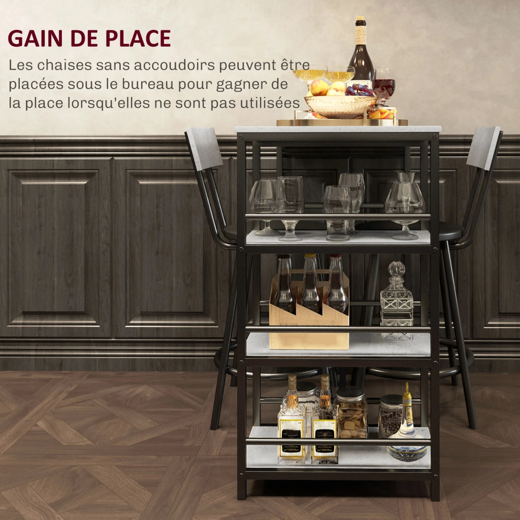 Tavolo da bar con sgabelli e scaffali ¨C Minimal ¨C grigio e nero