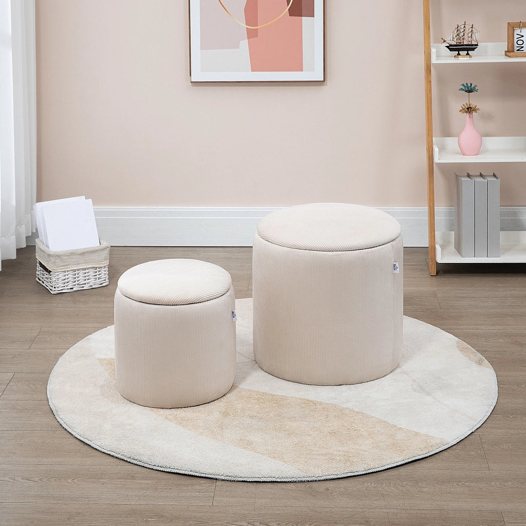 Pouf ¨C Zephmum ¨C Tessuto velluto crema ?40 cm e ?30 cm