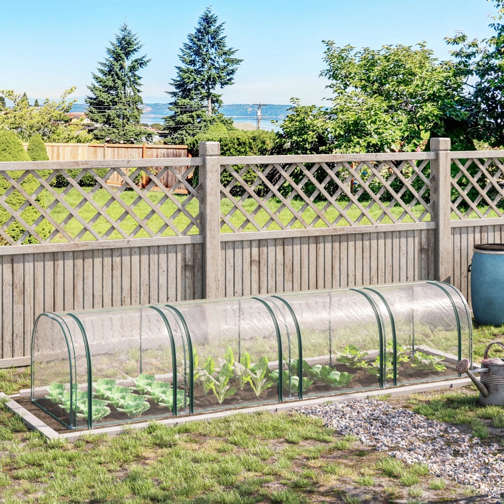 EasyComfort Serra a Tunnel in Acciaio e PVC Impermeabile e Anti UV con 4 Porte a Cerniera, 395x100x80 cm
