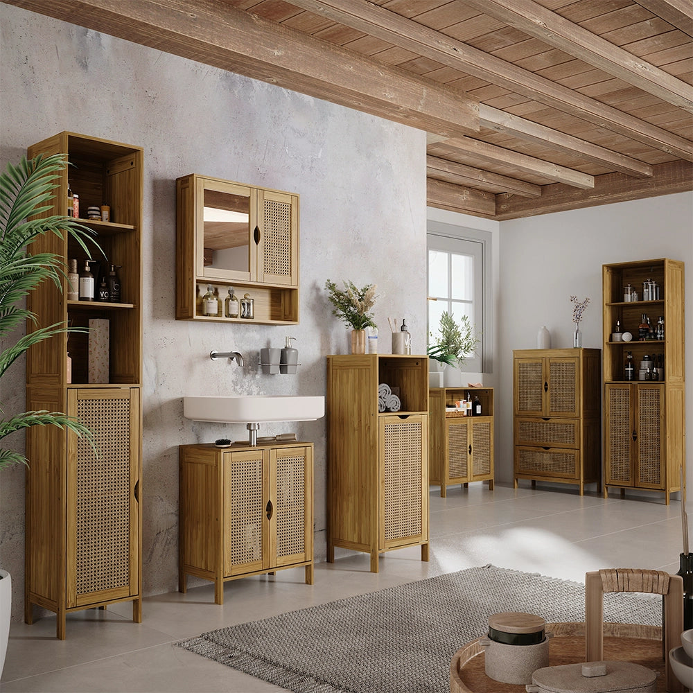 Vicco Set di mobili da bagno Bambù 3 parti