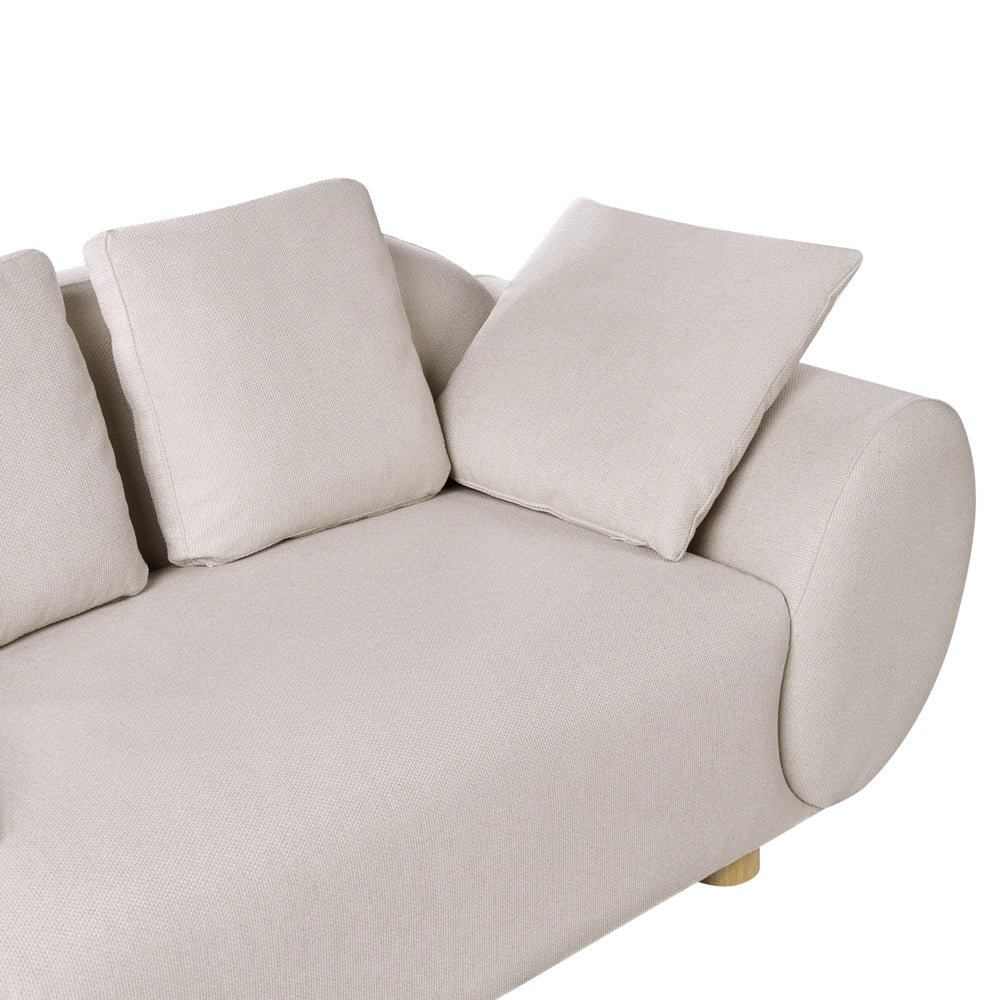 Divano 2 posti in tessuto intrecciato Schienale imbottito Beige chiaro stile moderno e minimalista