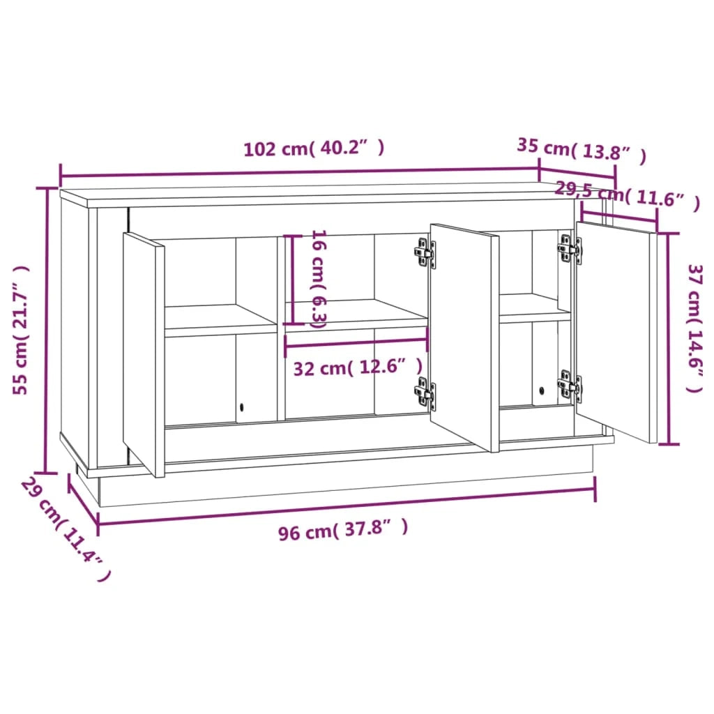 Buffet credenza cassettiera armadio mobile contenitore organizer per cucina soggiorno salotto 102 x 35 x 55 cm legno ingegnerizzato marrone 02_0030848