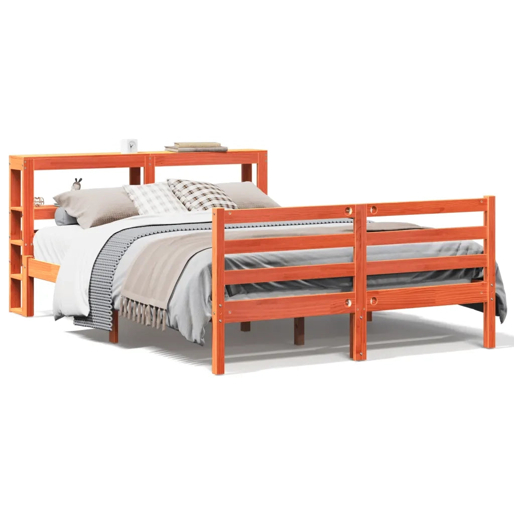 Letto matrimoniale | Letto per adulti | Letto senza Materasso Marrone Cera 120x190 cm in Legno di Pino