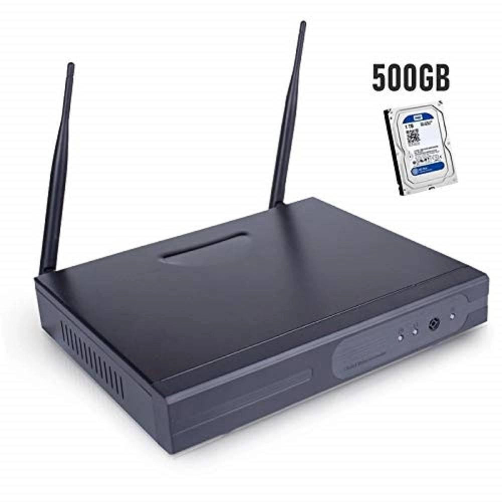 Trade Shop - Dvr Nvr 4 Canali Wireless Wifi Onvif Cloud Videoregistratore + Hard Disk 500gb -