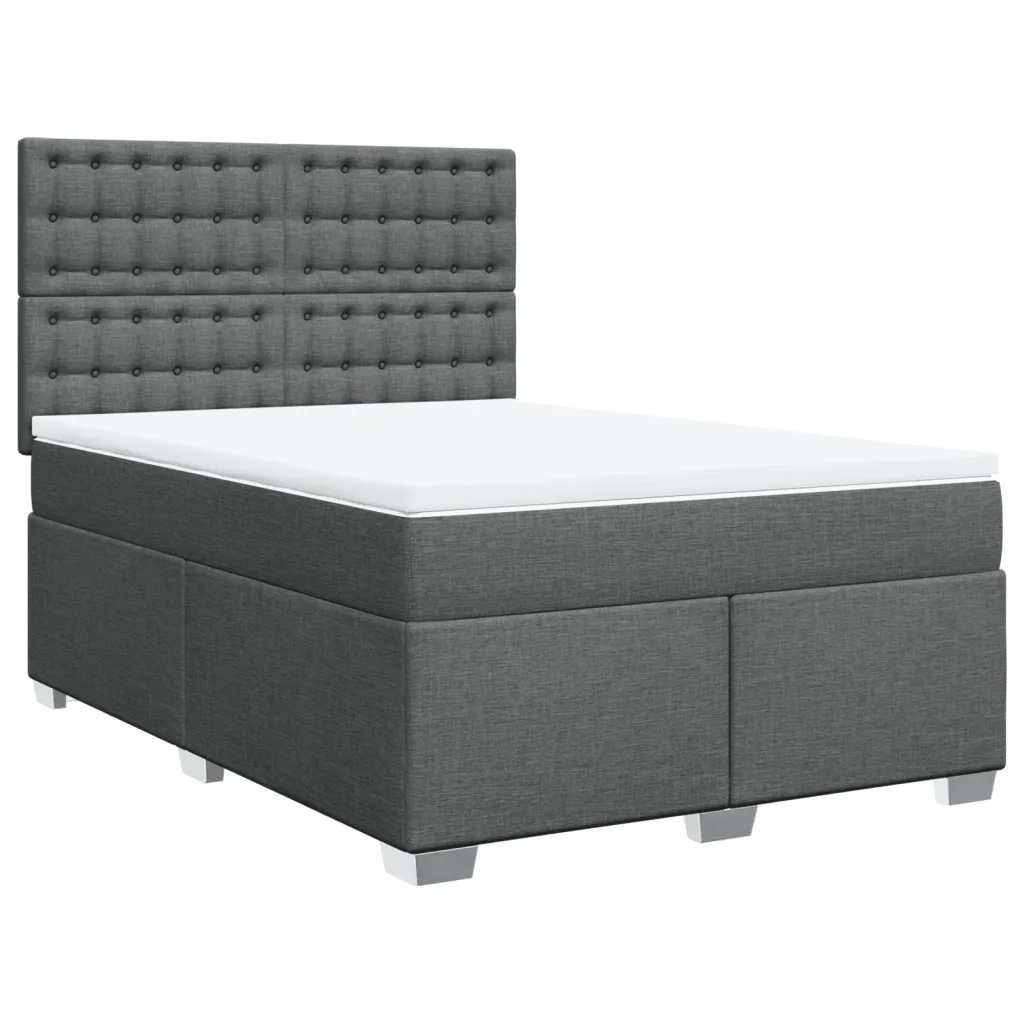 Giroletto a Molle con Materasso Grigio Scuro 160x200 cm Tessuto