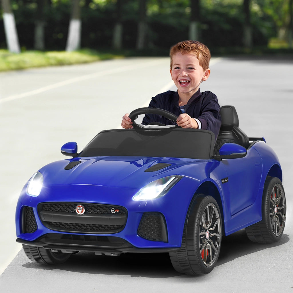 Macchina Jaguar F-type SVR 12 V per bambini con telecomando, Macchina a batterie con musica e storie Blu marino-Macchinine giocattoli