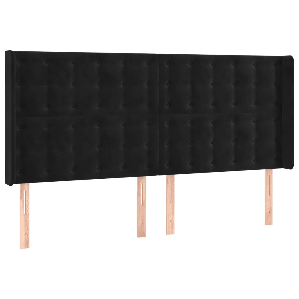 Testiera ad Orecchio-Testata con Orecchie Nera 203x16x118/128 cm in Velluto 319067