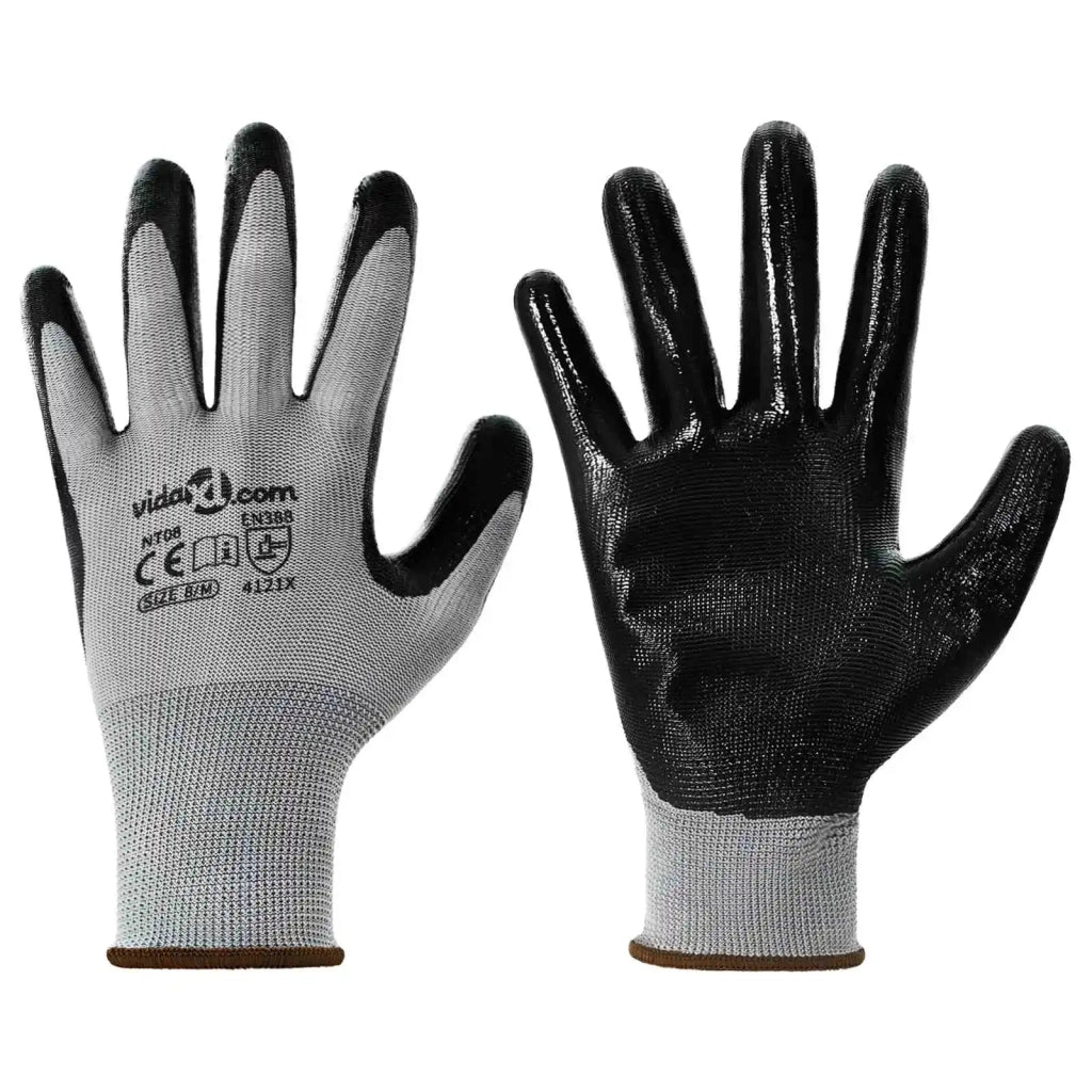 Guanti da Lavoro 24 pz Grigio e Nero 8 / m Poliestere CFW8927377