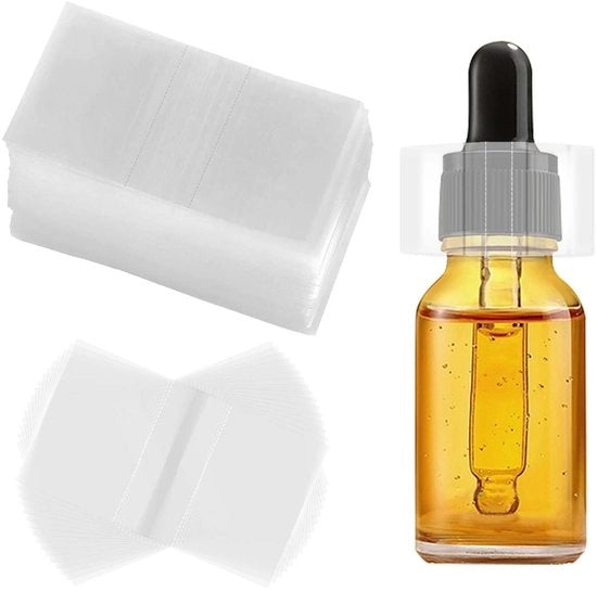 Krimpbandi 500 pezzi - Foliola trasparente per krimpaggio - Krimpbandi di chiusura - Adatti per flaconi di oli essenziali - Idonei per doppi 19-25 mm - Facili da utilizzare