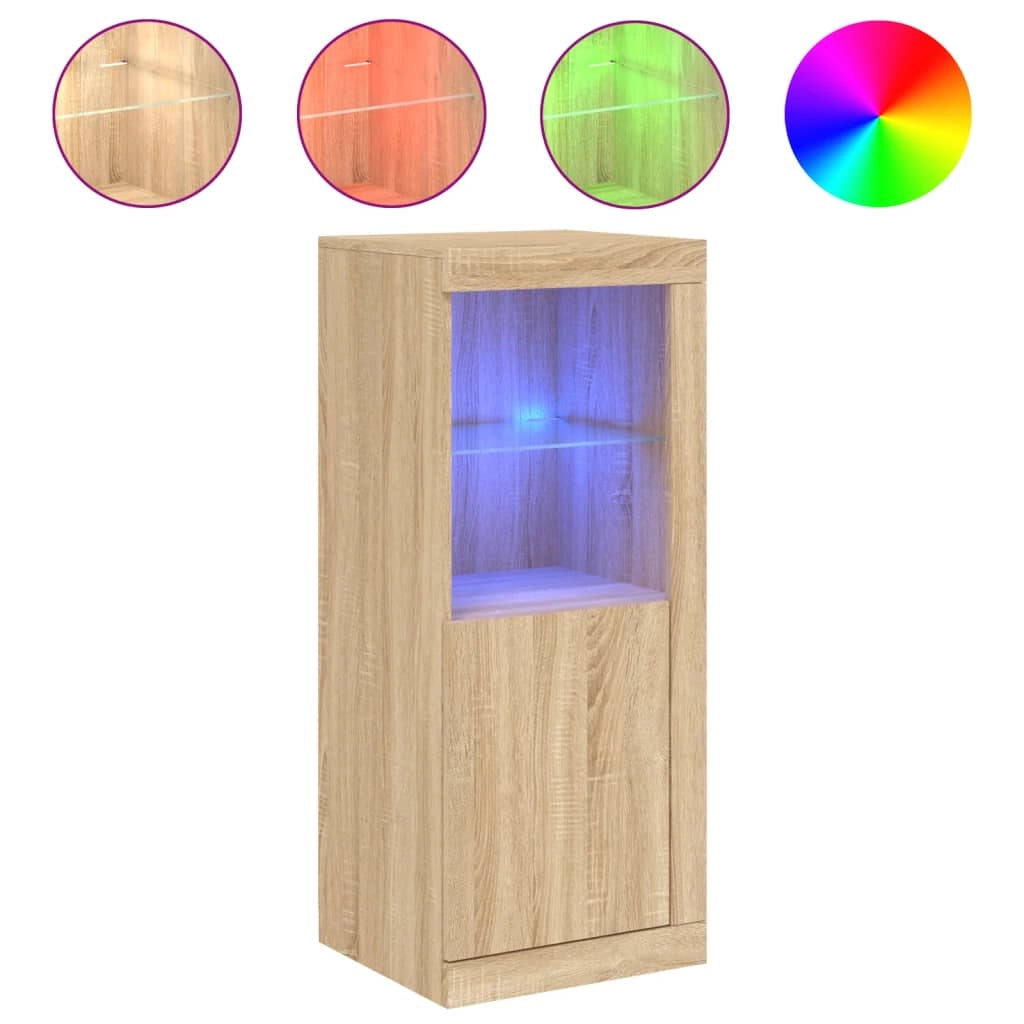 Buffet credenza cassettiera armadio mobile contenitore organizer per cucina soggiorno salotto con luci LED Sonoma 41 x 37 x 100 cm marrone 02_0029960