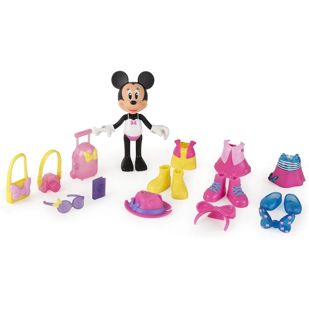 Minnie Jet Set Bambola 15 cm 12 Accessori 3 Vestiti Intercambiabili Idea Regalo
