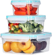 Set di contenitori in plastica per la conservazione, sicuri per alimenti, 100% ermetici e impermeabili, adatti per lavastoviglie, forno a microonde e congelatore (1,3 l/0,68 l/0,3 l quadrato)
