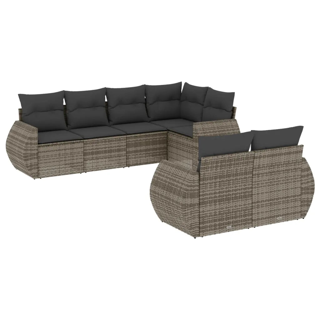 Set Divani da Giardino 7 pz con Cuscini Grigio in Polyrattan 3253947