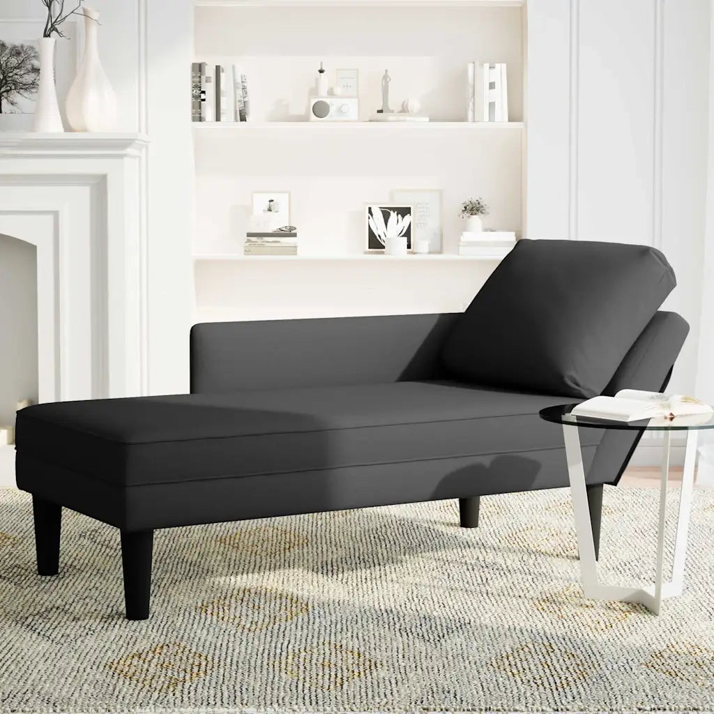 Sdraio con Cuscino e Bracciolo Destro in Velluto Nero 4009812