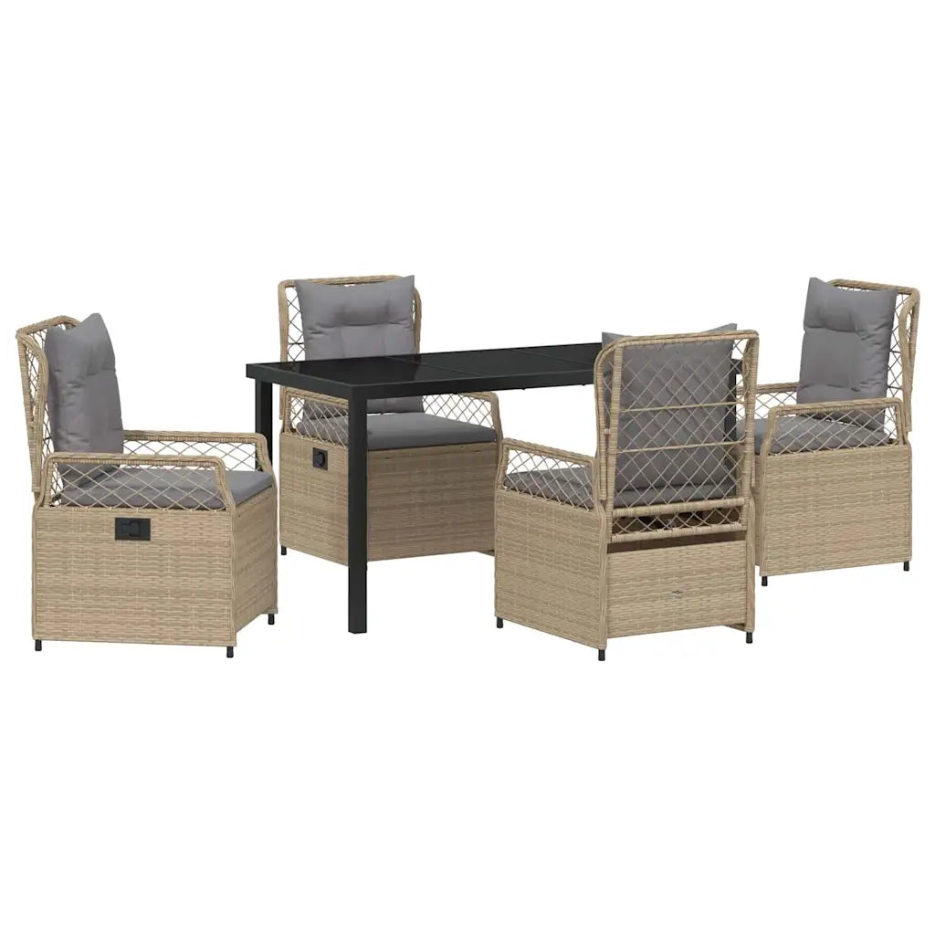 Set da Pranzo per Giardino 5 pcs Beige e Grigio Chiaro