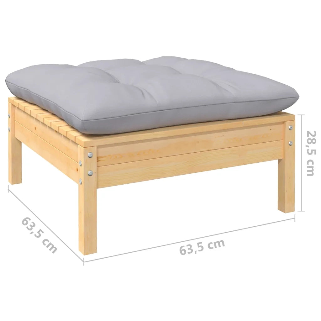 Set Divani da Giardino 10 pz con Cuscini Grigi Massello di Pino 3097204