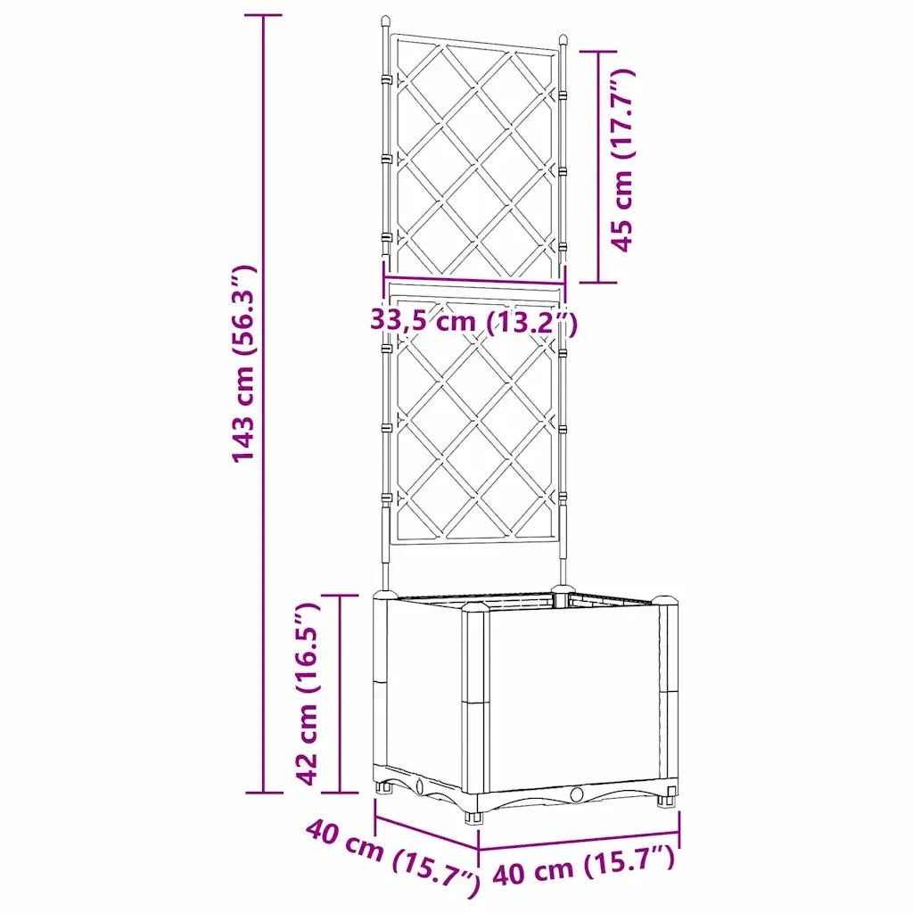 Vaso da giardino-Fioriera Esterno-Contenitore per Piante Grigio Chiaro 40 x 40 x 143 cm Acciaio