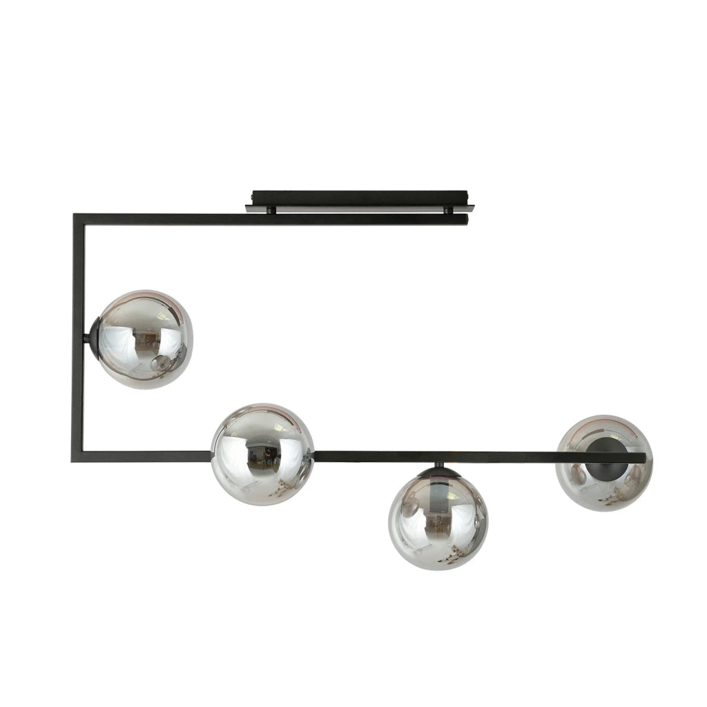 Plafoniera Minimal Nanna Acciaio Nero 4 Luci E14 Ip20