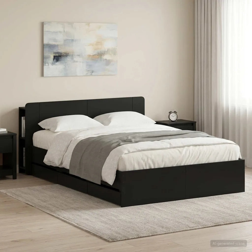 Struttura del letto con stoccaggio e testata Nero 160 x 200 cm 3433973