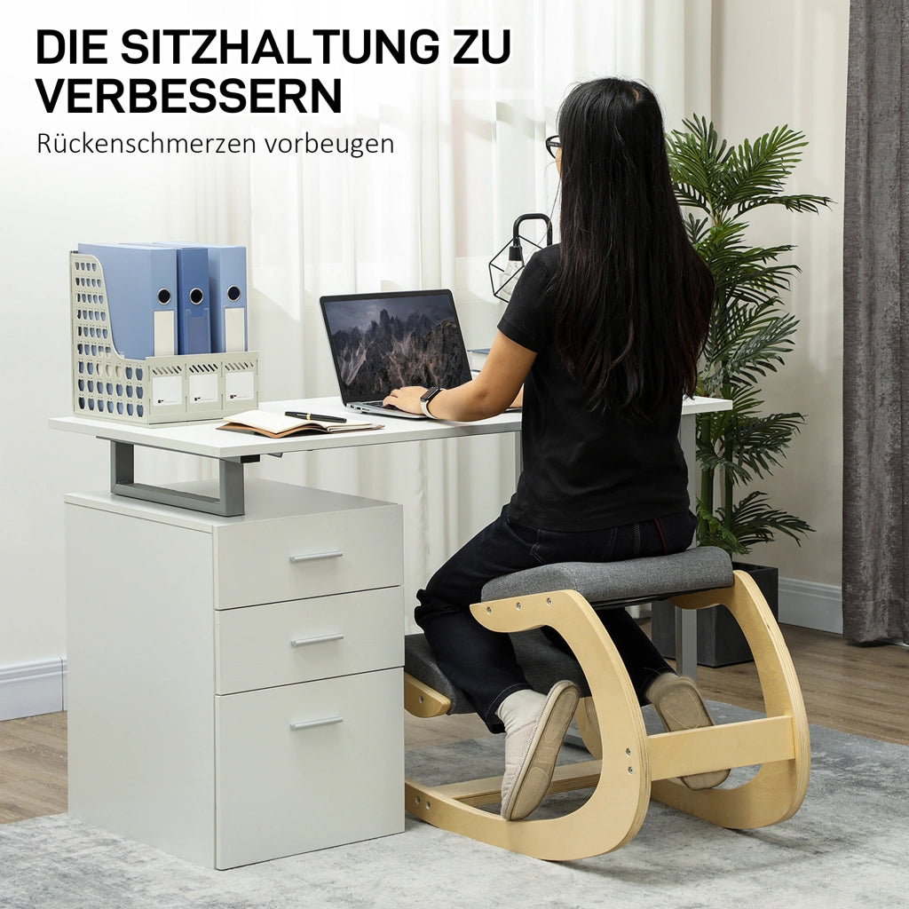Sgabello ergonomico da ufficio con schienale ¨C Zephmum ¨C Grigio