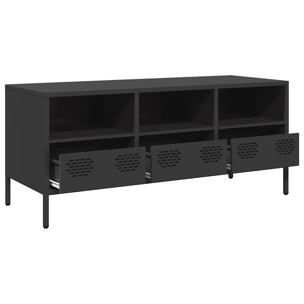 Mobile TV Nero 101,5x39x43,5 cm in Acciaio Laminato a Freddo 851322