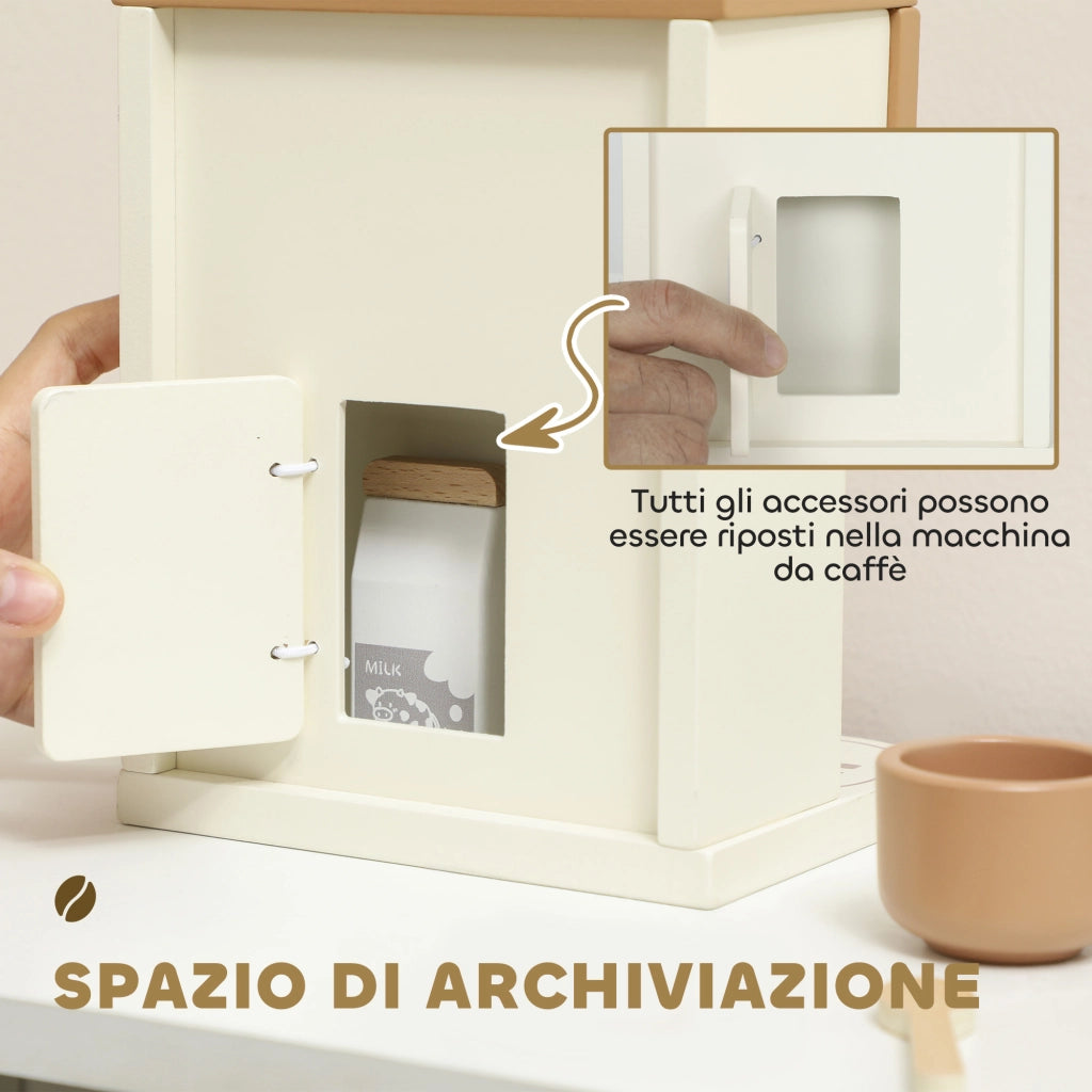 Set Macchina del Caff¨¨ Giocattolo in Legno per Bambini da 3 Anni con Accessori, Marrone