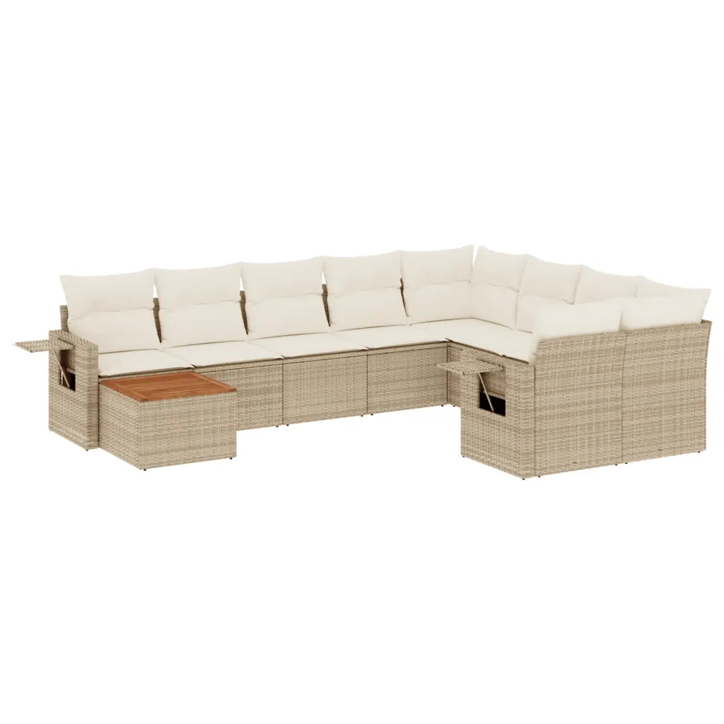 Set Divano da Giardino 10 pz con Cuscini Beige in Polyrattan 3224728