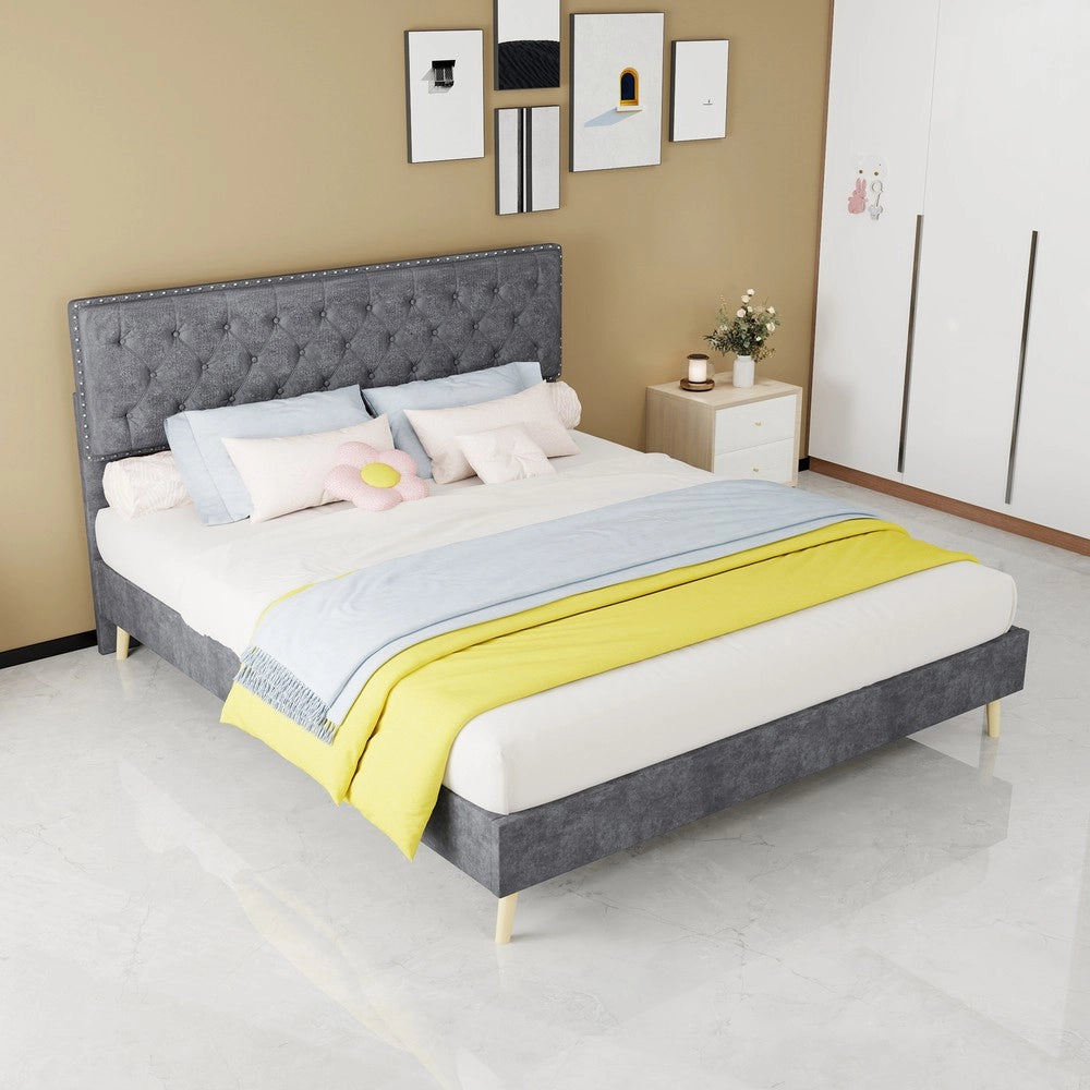 Letto Contenitore Imbottito ¨C MINIMAL ¨C Grigio 160x200 con Materasso