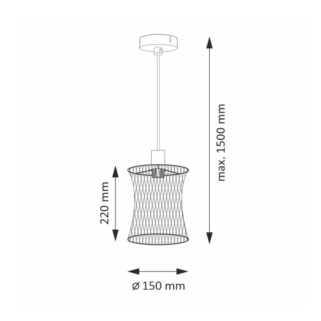 Lampada a sospensione loft nera E27 150cm Polux Haslo