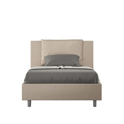 BS COM Letto una piazza e mezza contenitore imbottito 120x200 similpelle tortora