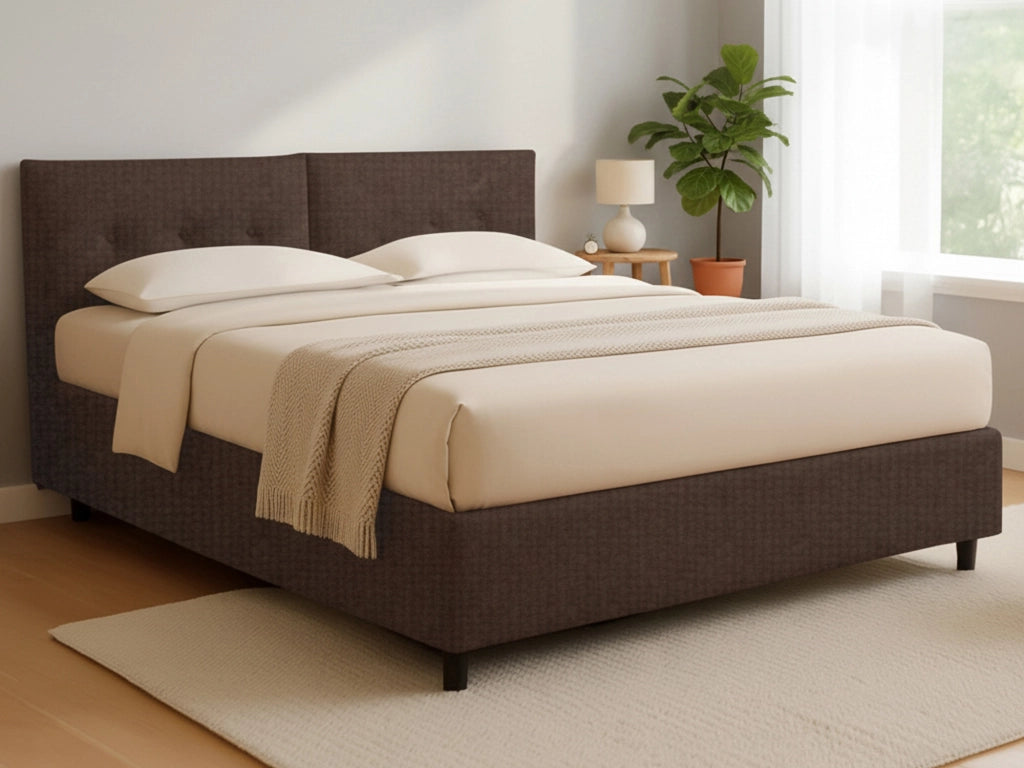 Bath, Letto Matrimoniale Sfoderabile Made in Italy, Marrone