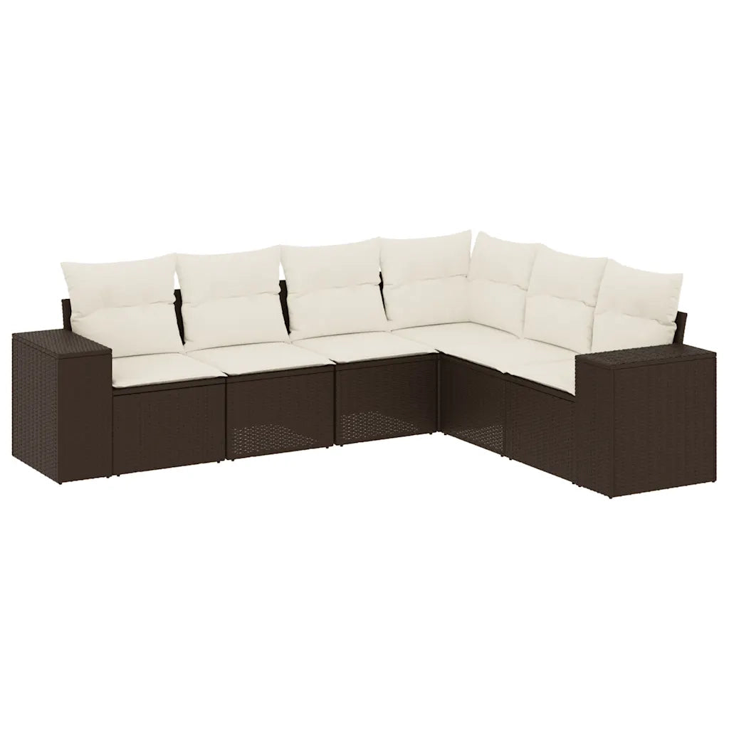 Set Divano da Giardino 6 pz con Cuscini Marrone in Polyrattan 3222612