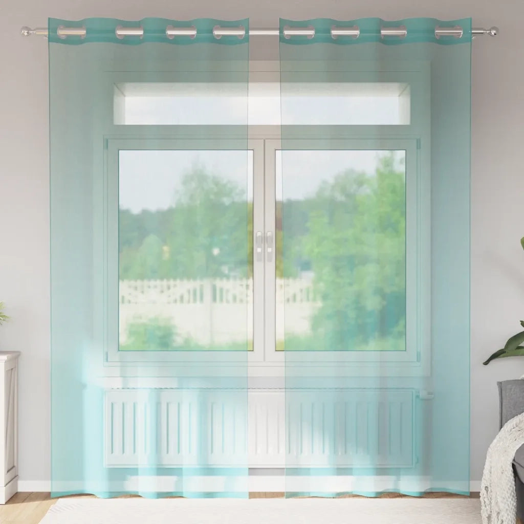 Tende in Voile con Occhielli 2 pz Turchese