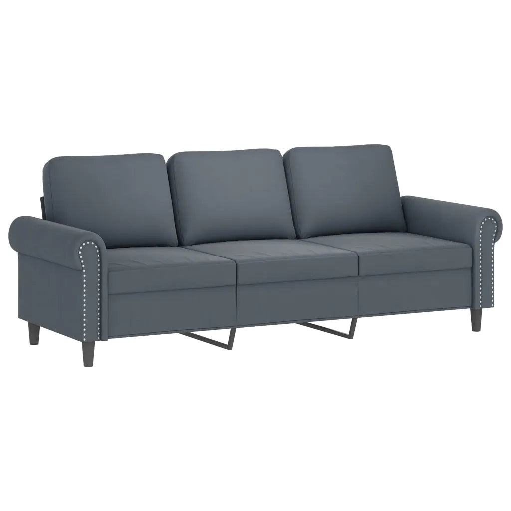 Set di Divani 4 pz con Cuscini Grigio Scuro in Velluto