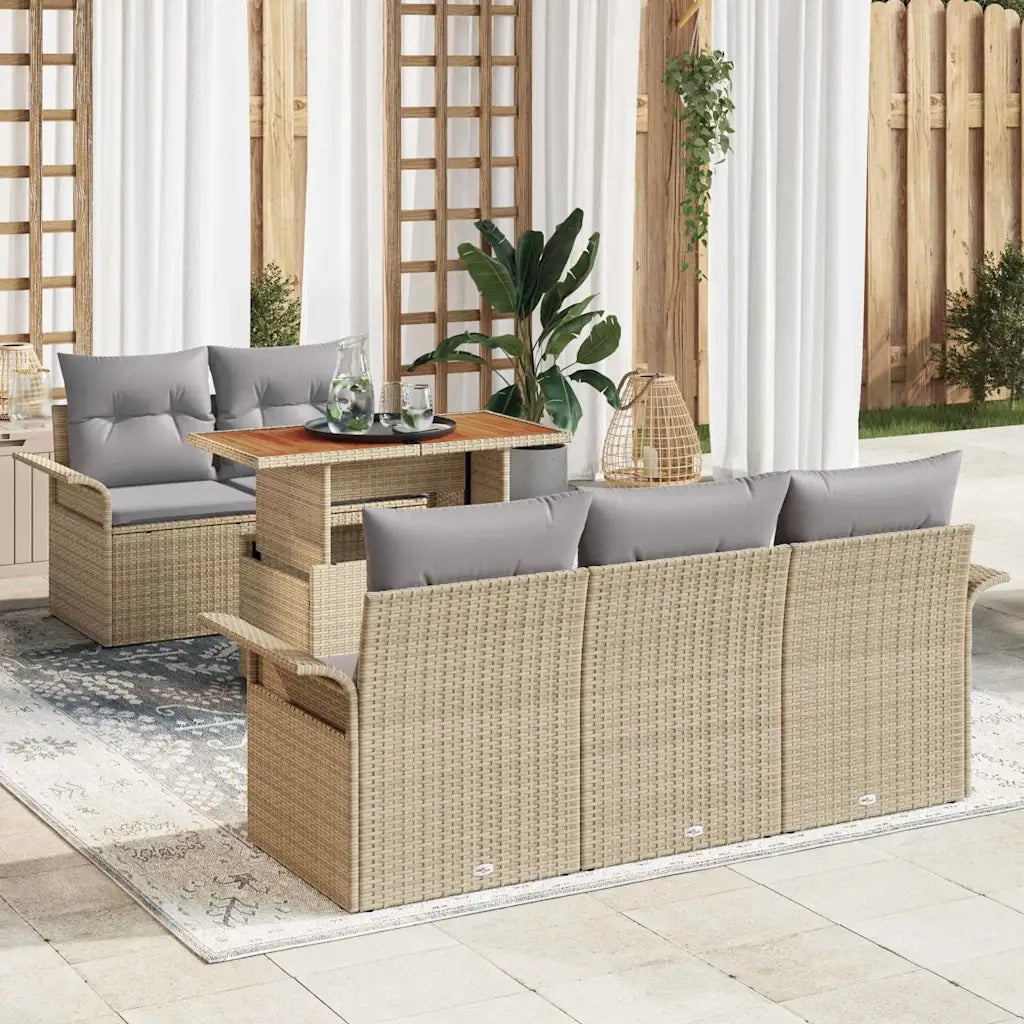 Set Divano da Giardino 6 pcs Beige Poly Rattan 3358009