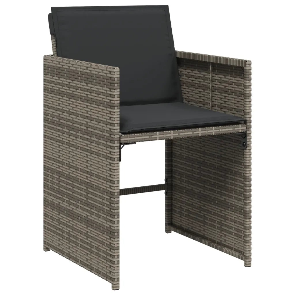 Set da Pranzo da Giardino 11pz con Cuscini in Polyrattan Grigio 3277915