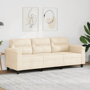 Divano a 3 Posti-Sofa 3 Posti Beige 180 cm in Tessuto Microfibra