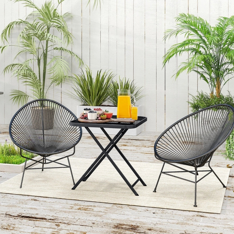 Tavolo da giardino pieghevole 70 x 70 cm; tavolo da balcone impermeabile in acciaio con design ritagliabile; tavolo da pranzo all'aperto; tavolino laterale quadrato; tavolo da patio per terrazza giardino balcone nero