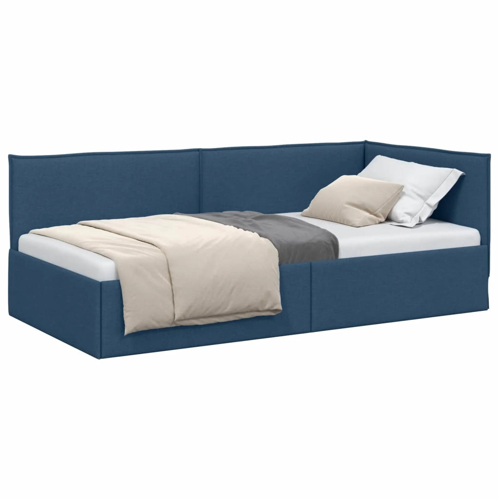 Cornice del letto ad angolo Blu 100 x 200 cm Tessuto 42016478