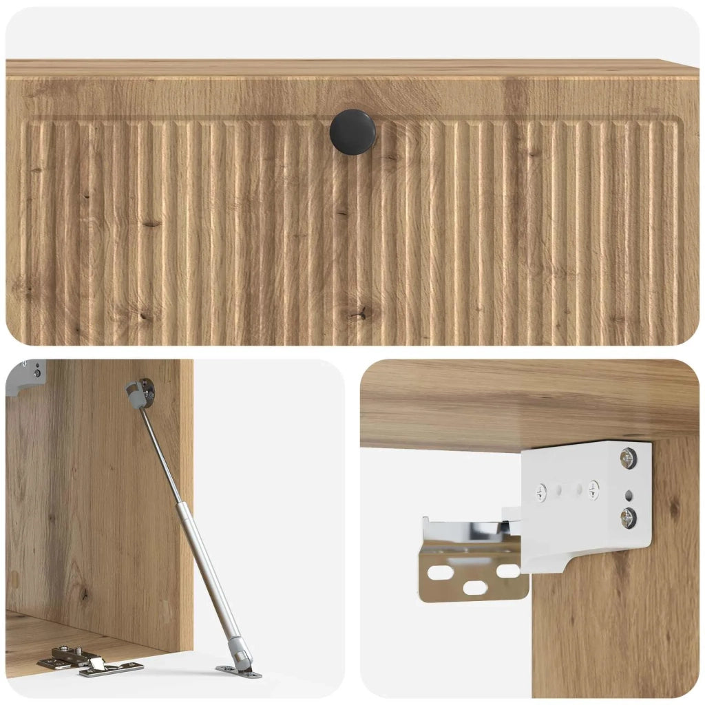 Mobile Porta TV da Muro-Credenza per TV sospesa Rovere Artigianale 98 x 31 x 30 cm 719547