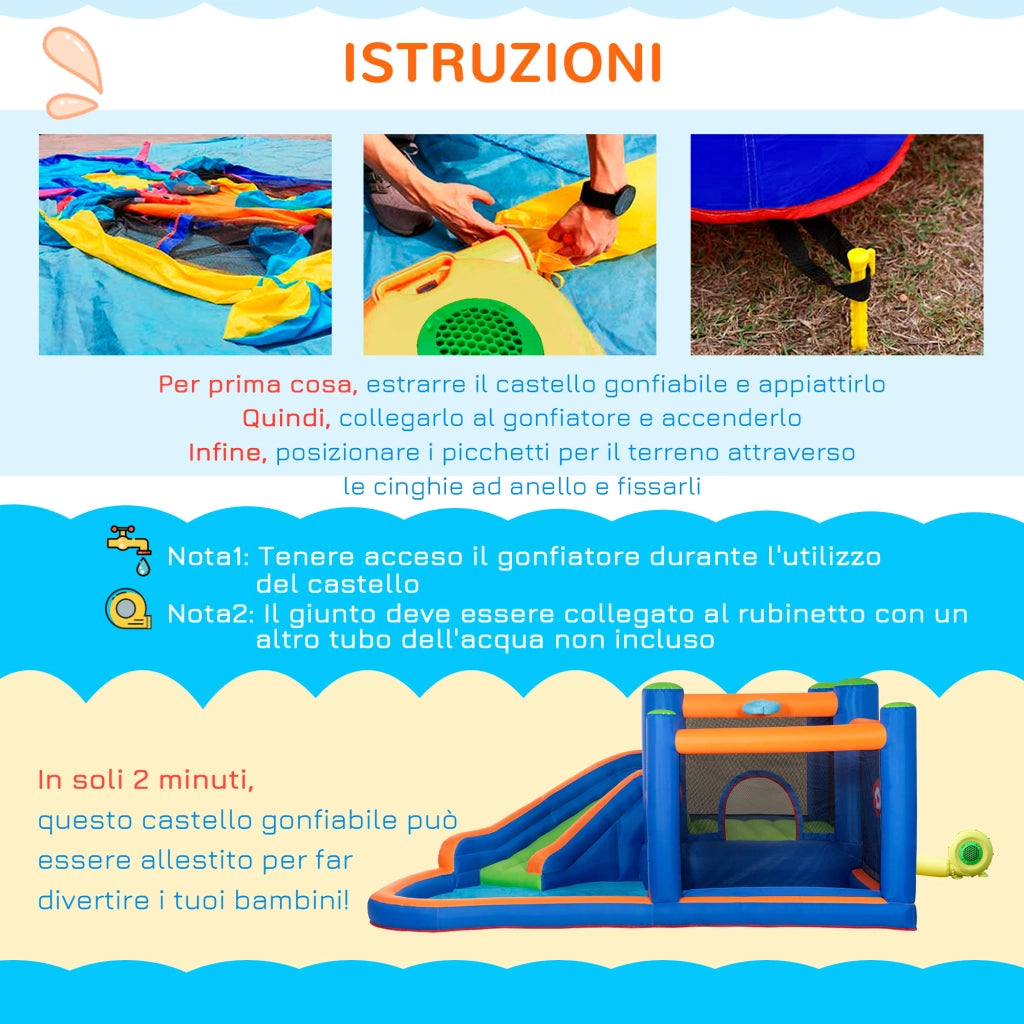 Casetta Gonfiabile per Bambini con Scivolo e Piscina ¨C Minimal ¨C 380x340x170cm